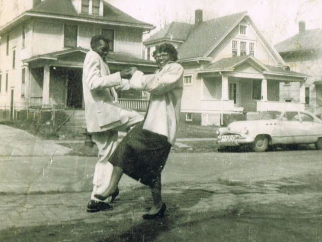 Perk and Mary Dancing in front of Grandma Lillies house